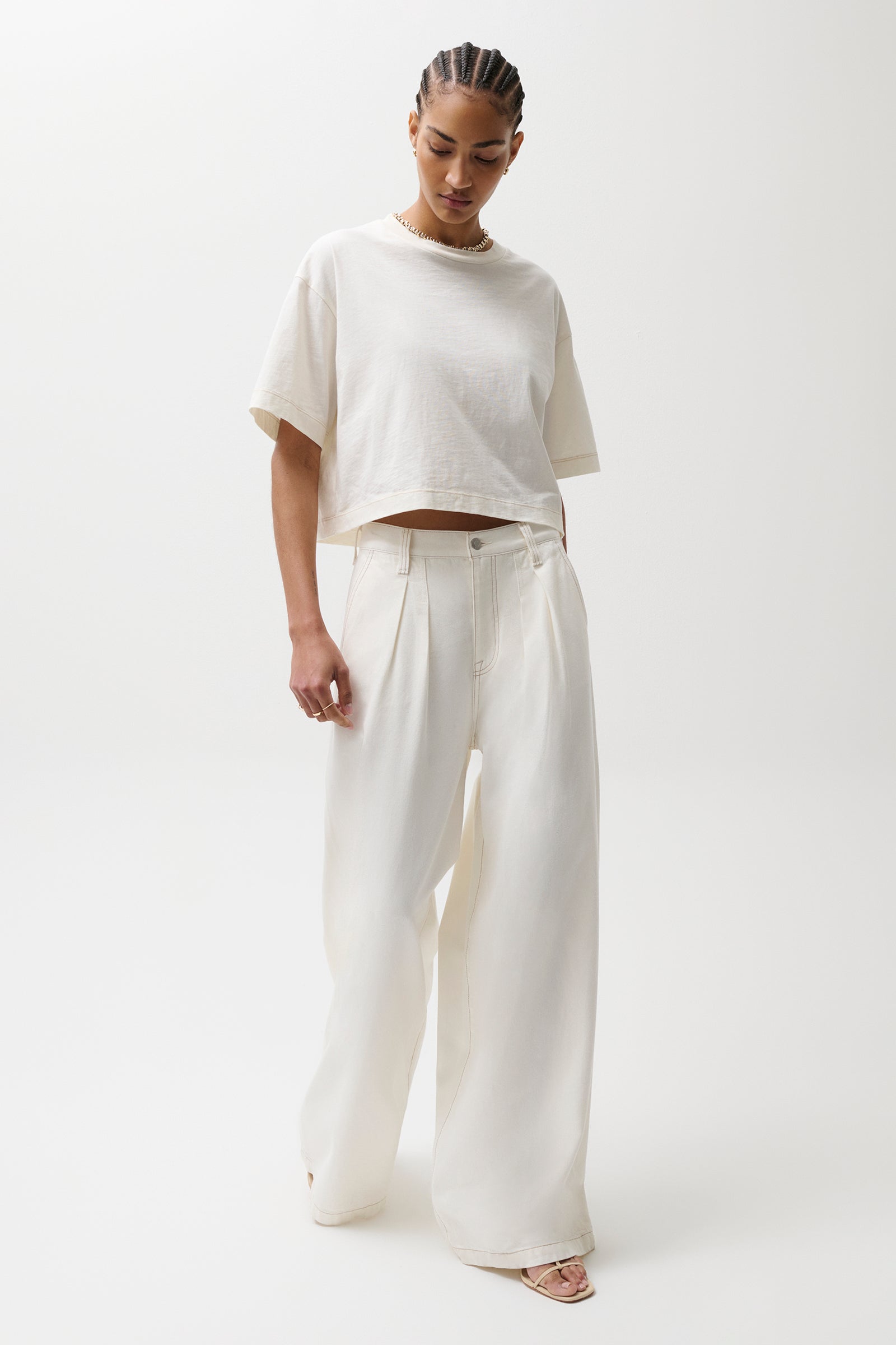 Delphine Pleated Wide - Off White – Pistola Denim