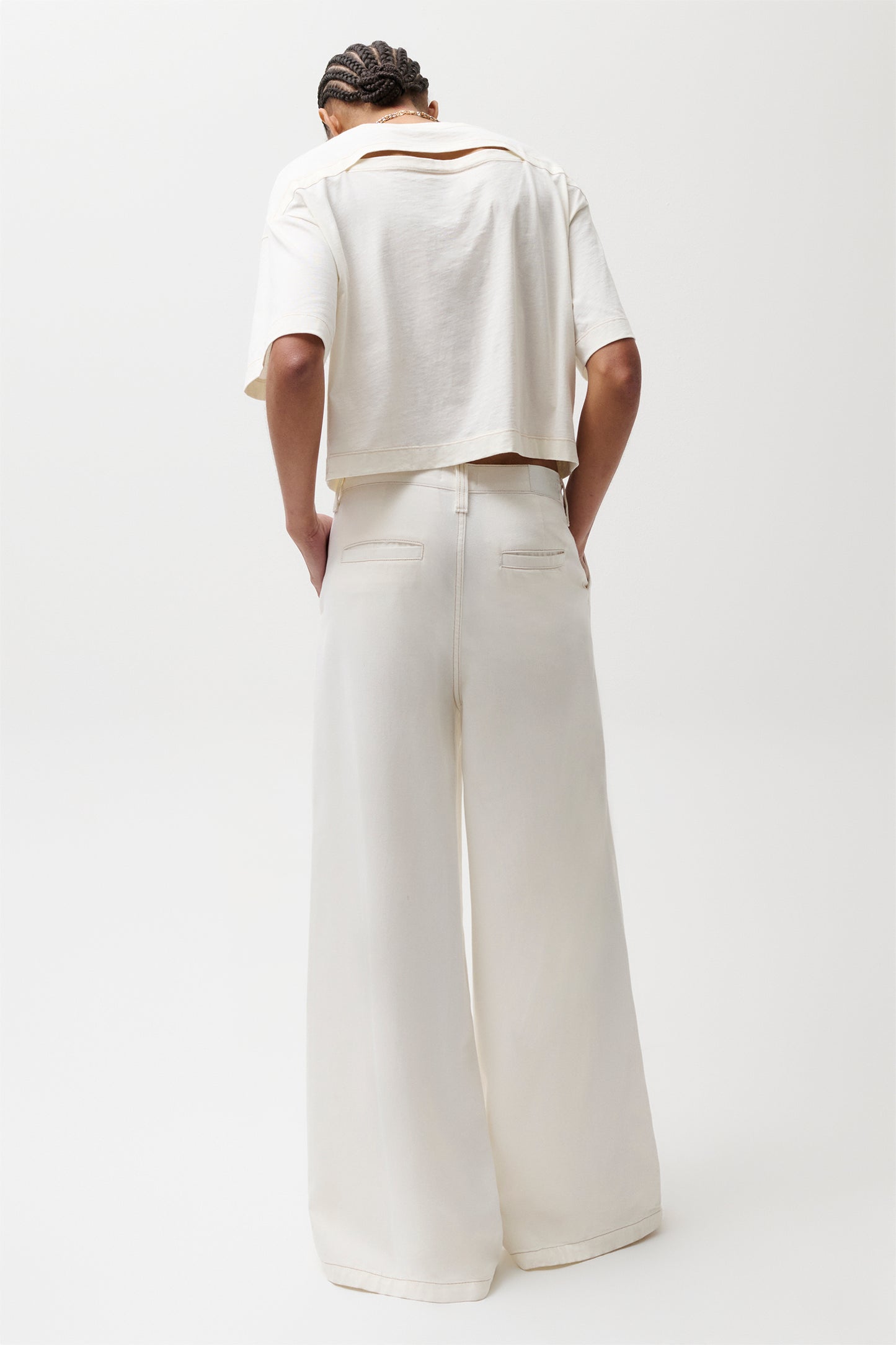 Pistola Delphine Pleated Wide in Off White jeans