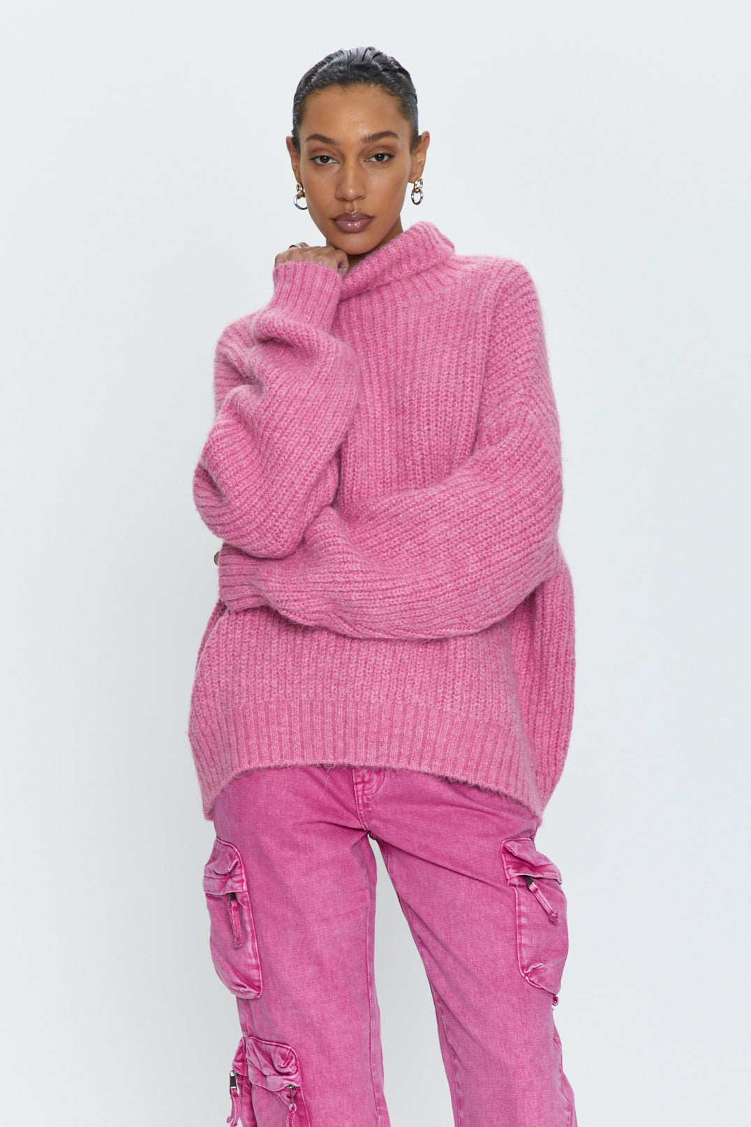 Ashley Turtleneck Sweater - Aurora Pink