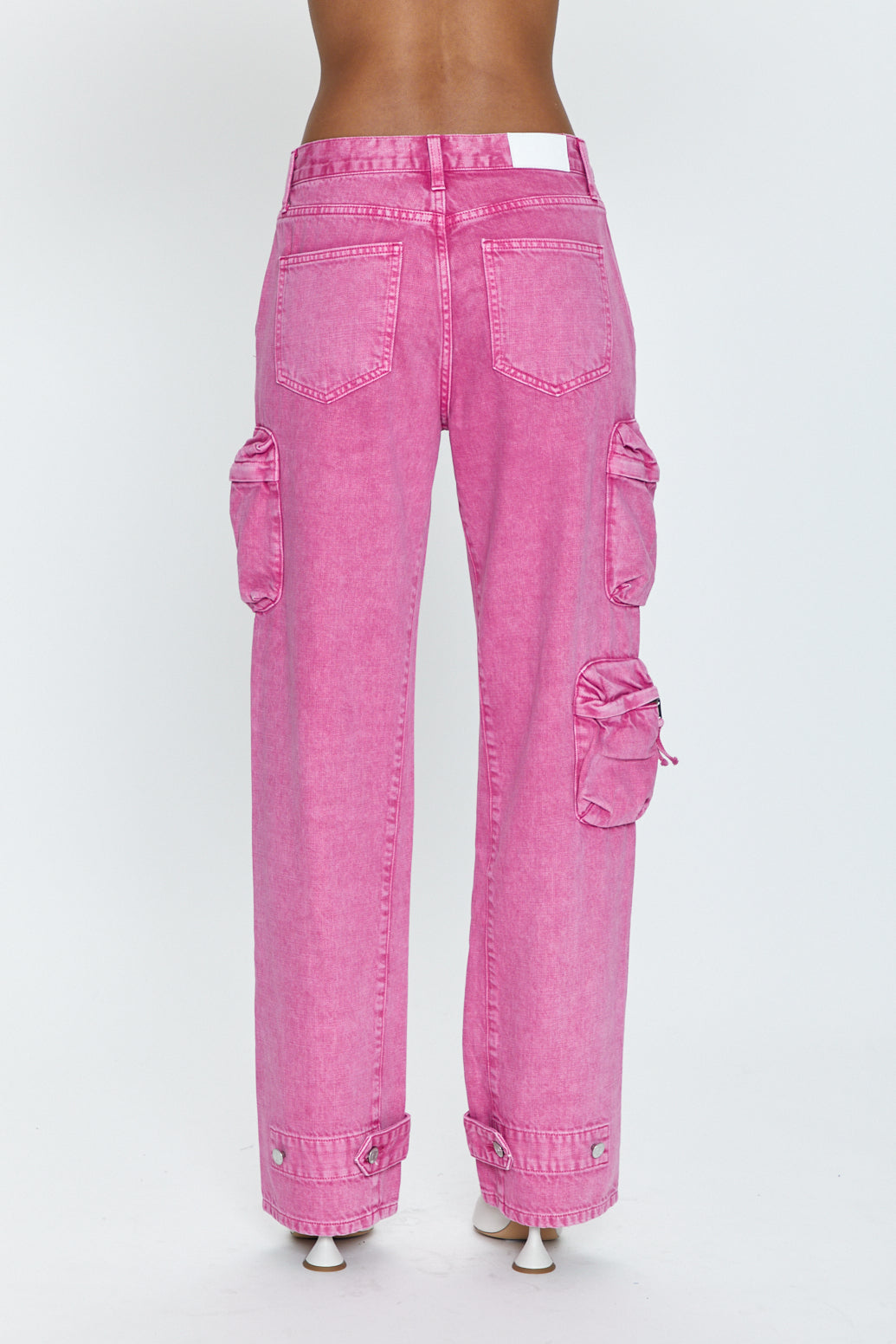 Bobbie Utility Mid Rise Loose Straight Cargo - Pink Garnet Snow