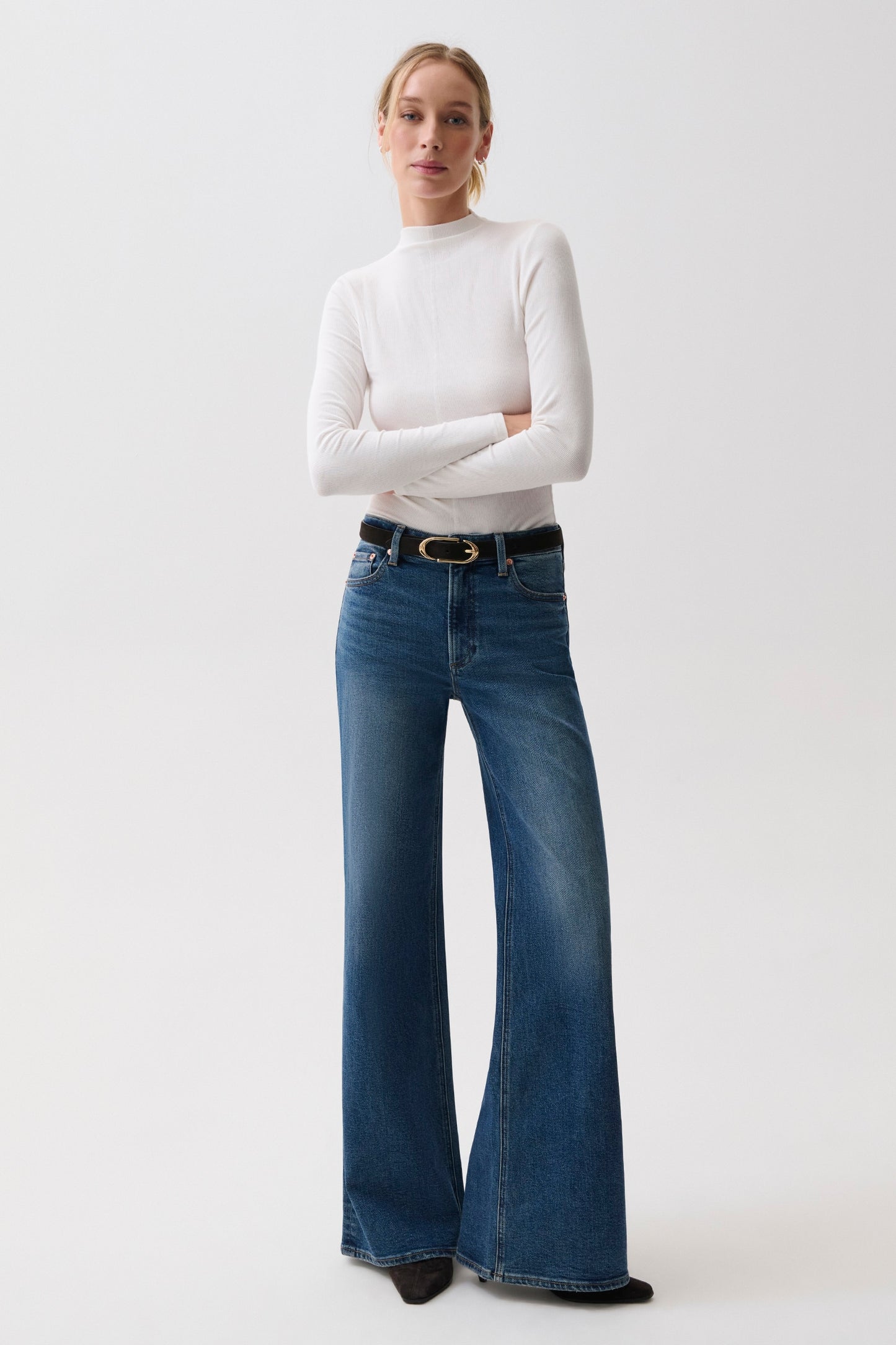 Vivian Mid Rise Wide Leg - Blue Depths