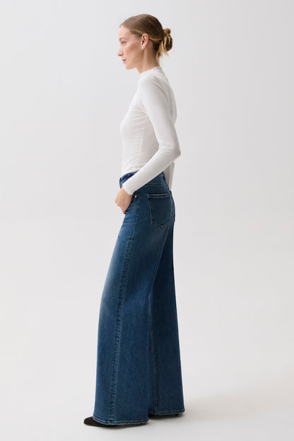 Vivian Mid Rise Wide Leg - Blue Depths