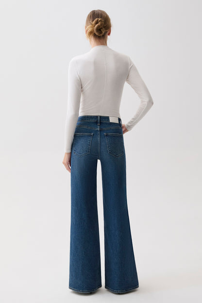 Vivian Mid Rise Wide Leg - Blue Depths