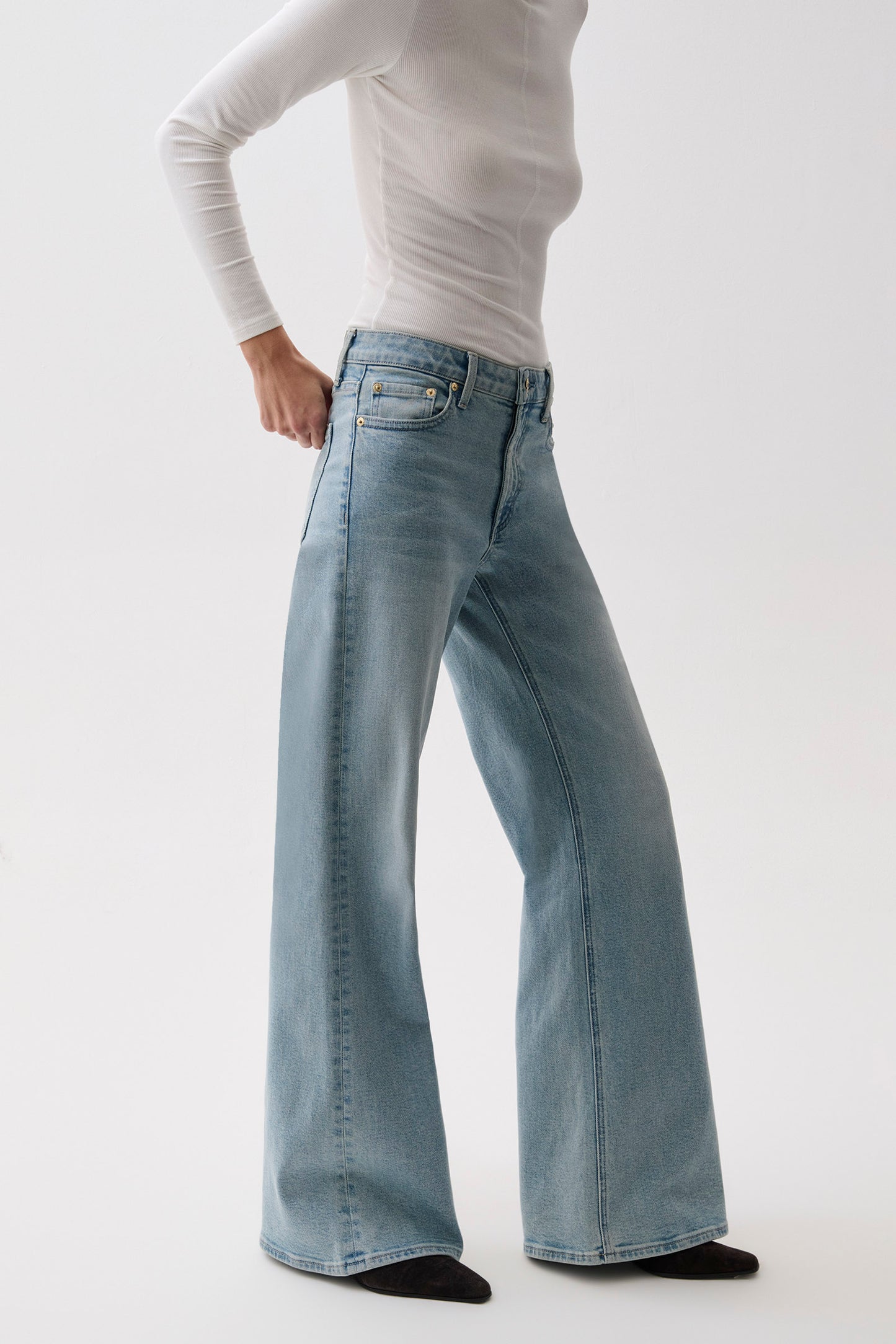 Vivian Mid Rise Wide Leg - Sea Haze