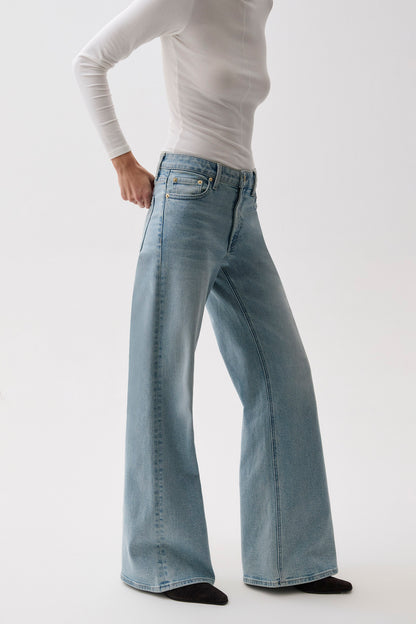 Vivian Mid Rise Wide Leg - Sea Haze