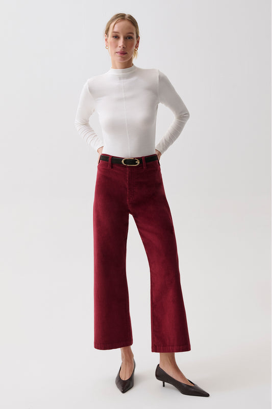 Penny High Rise Wide Leg Crop - Deep Crimson
