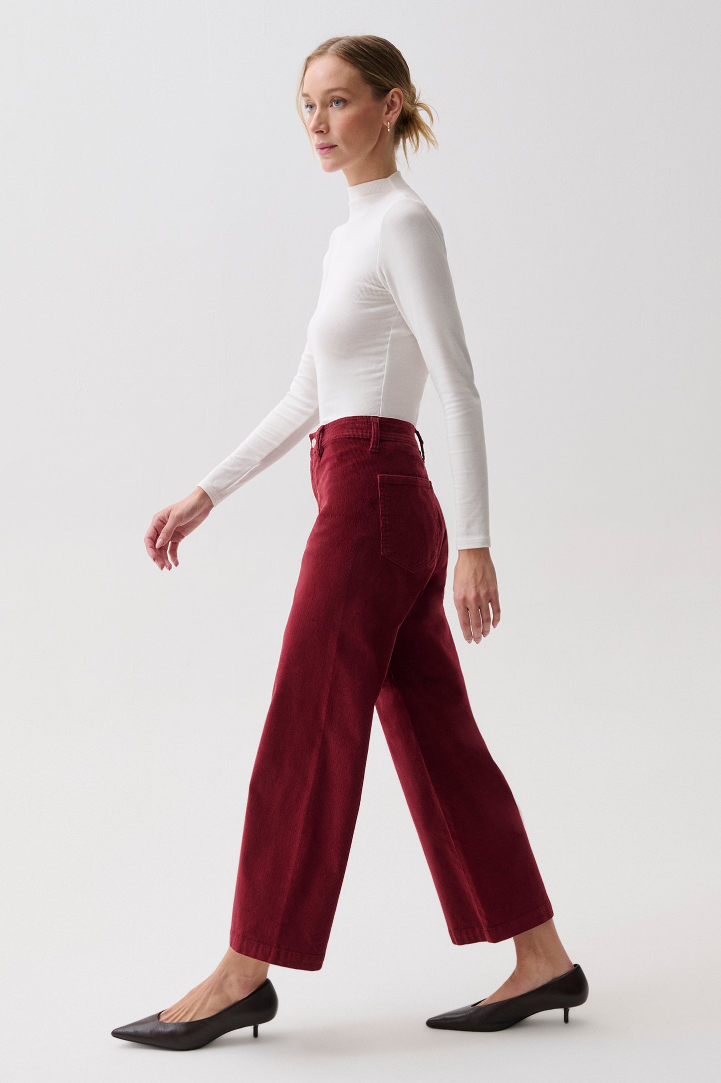 Penny High Rise Wide Leg Crop - Deep Crimson