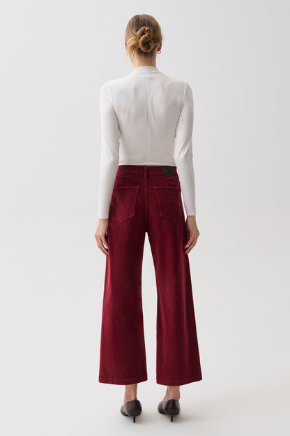 Penny High Rise Wide Leg Crop - Deep Crimson