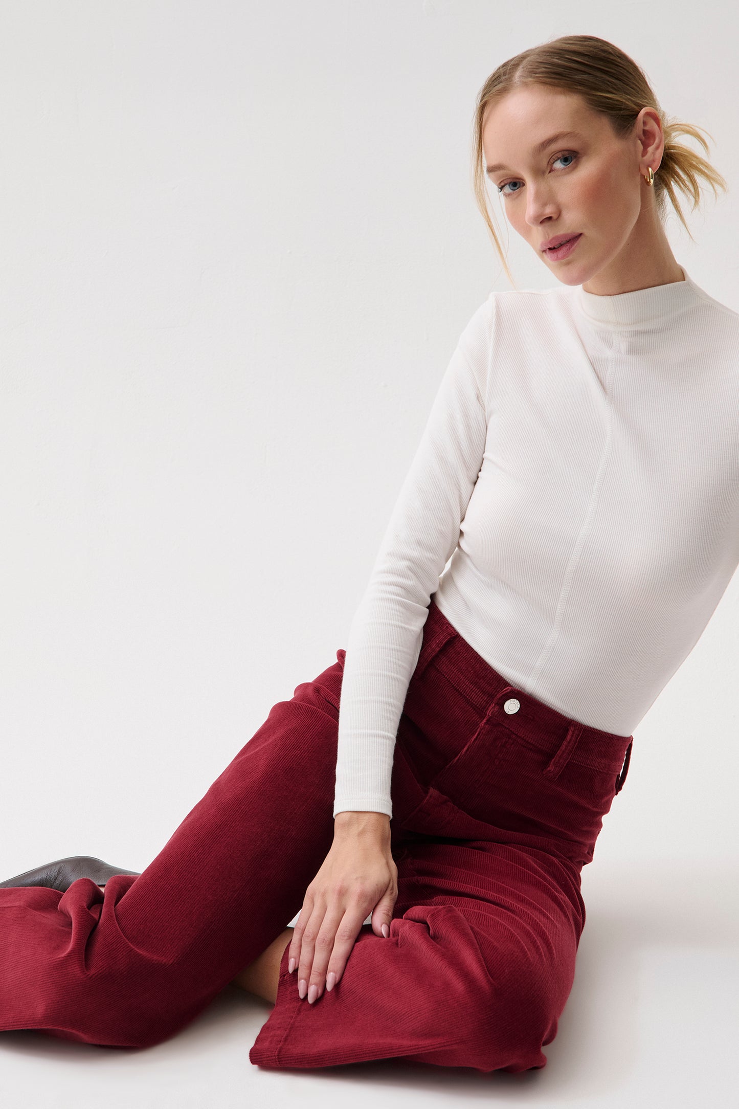 Penny High Rise Wide Leg Crop - Deep Crimson