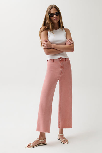 Penny High Rise Wide Leg Crop Jean - Coral Rose
