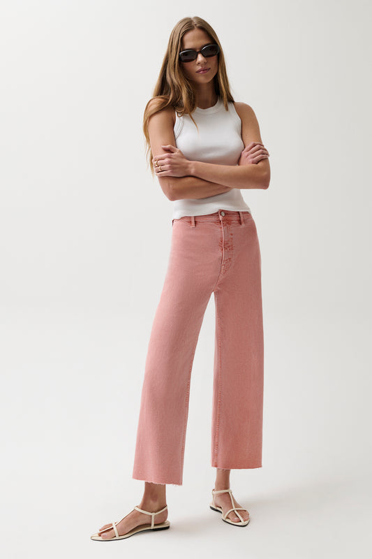 Penny High Rise Wide Leg Crop Jean - Coral Rose