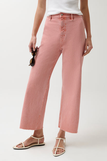 Penny High Rise Wide Leg Crop Jean - Coral Rose
