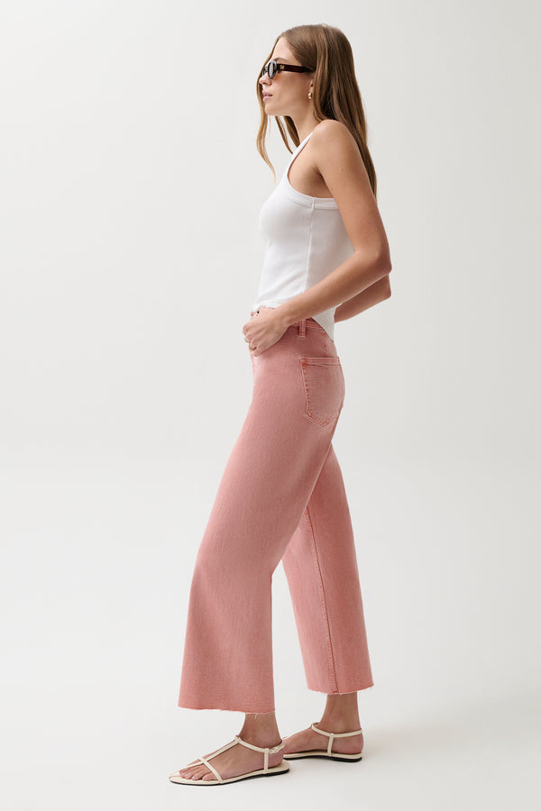 Penny High Rise Wide Leg Crop Jean - Coral Rose