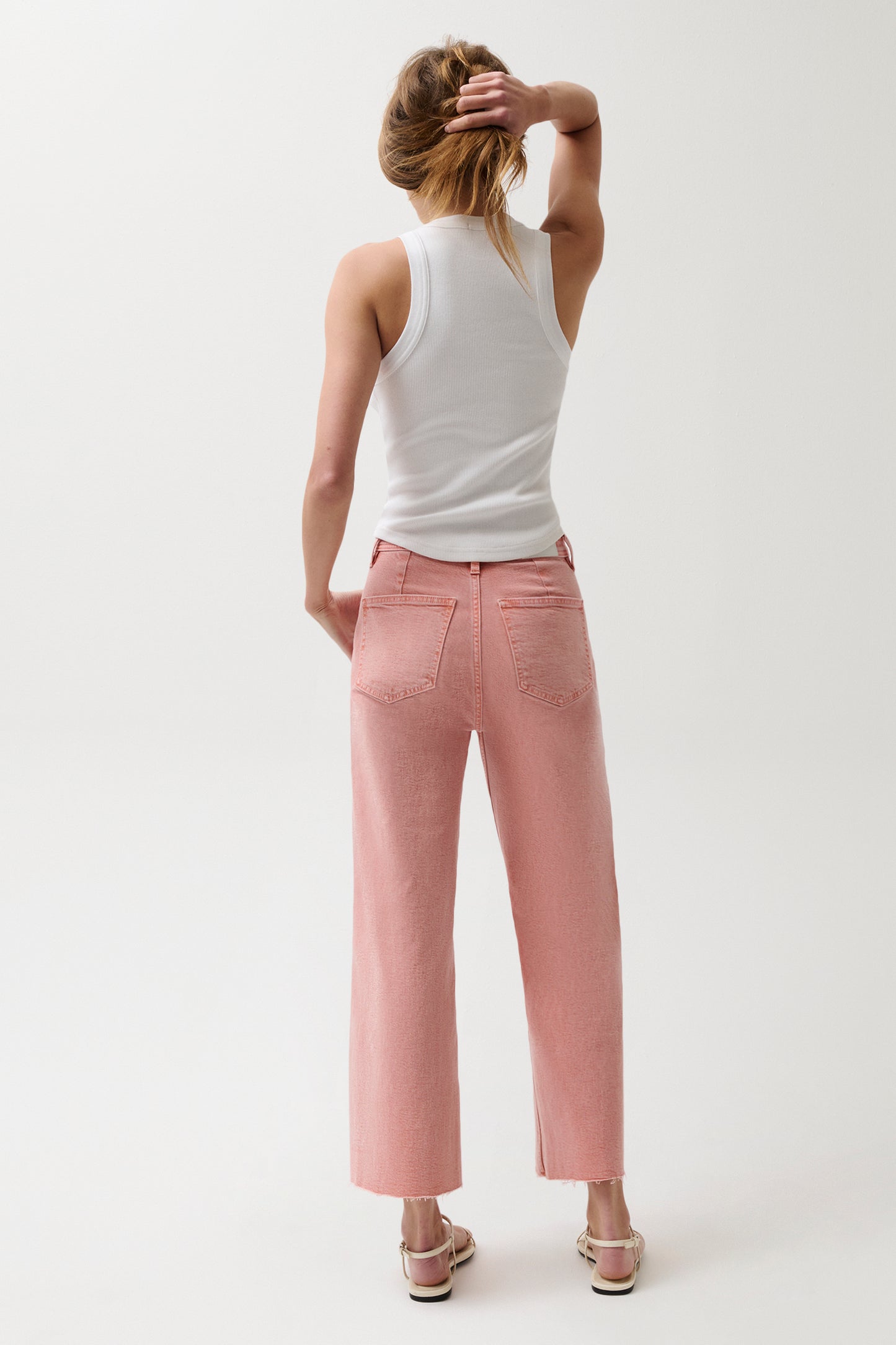 Penny High Rise Wide Leg Crop Jean - Coral Rose