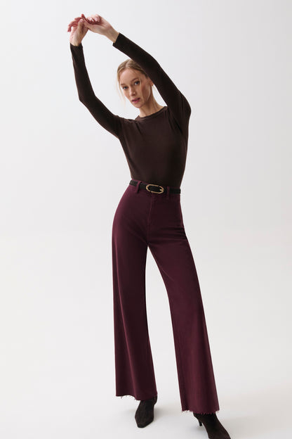 Penny High Rise Wide Leg Jean - Claret