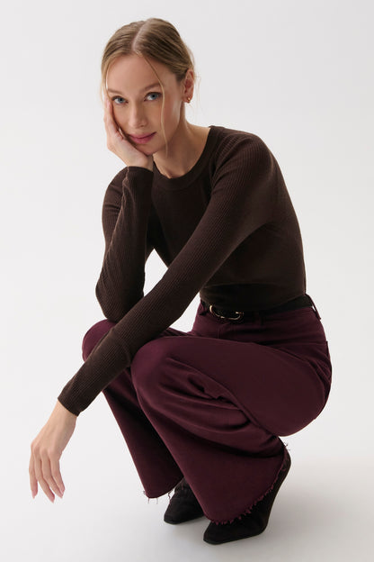 Penny High Rise Wide Leg Jean - Claret