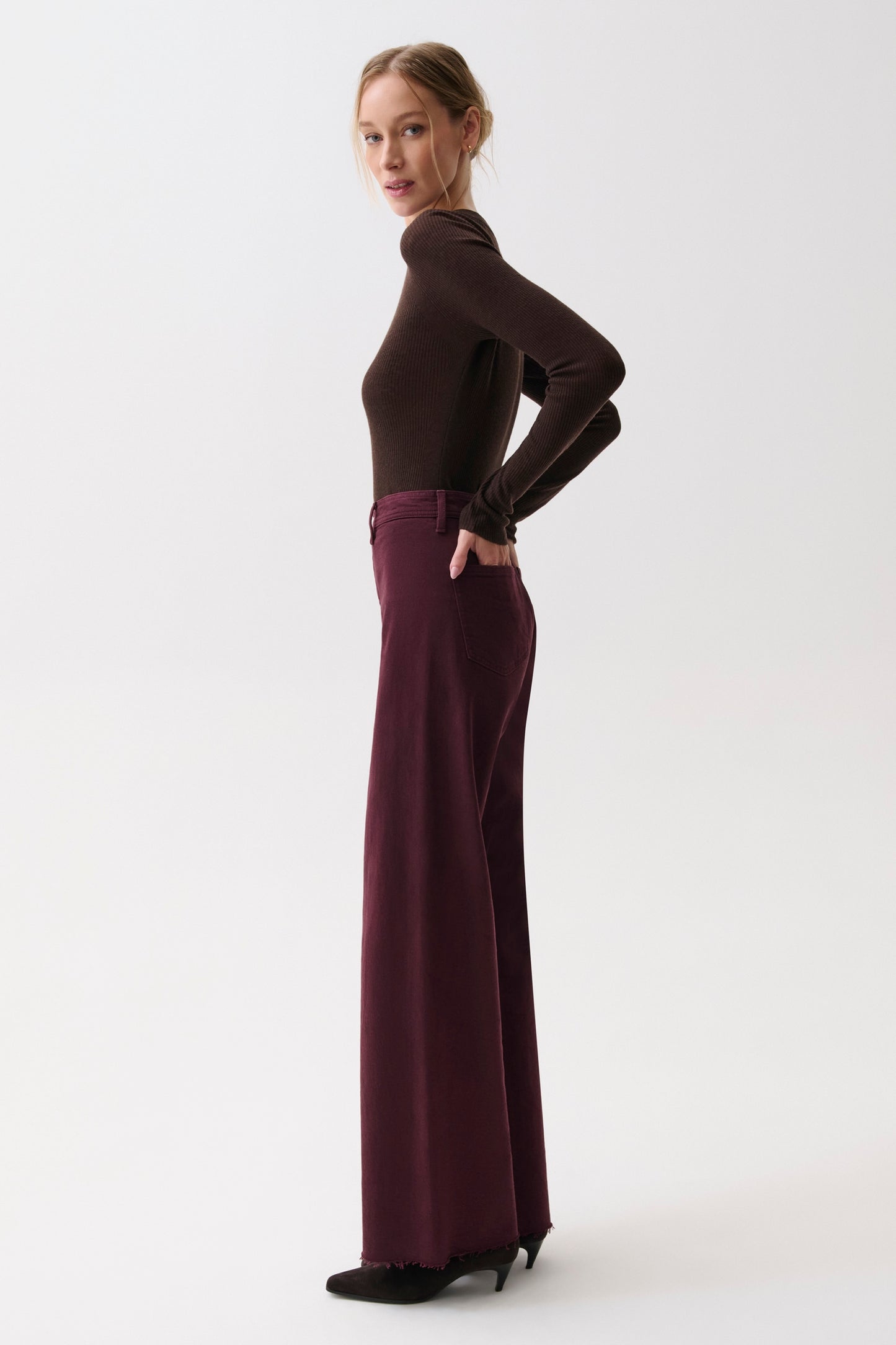 Penny High Rise Wide Leg Jean - Claret