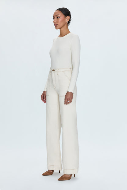 PETITE Penny High Rise Wide Jean -  Ecru