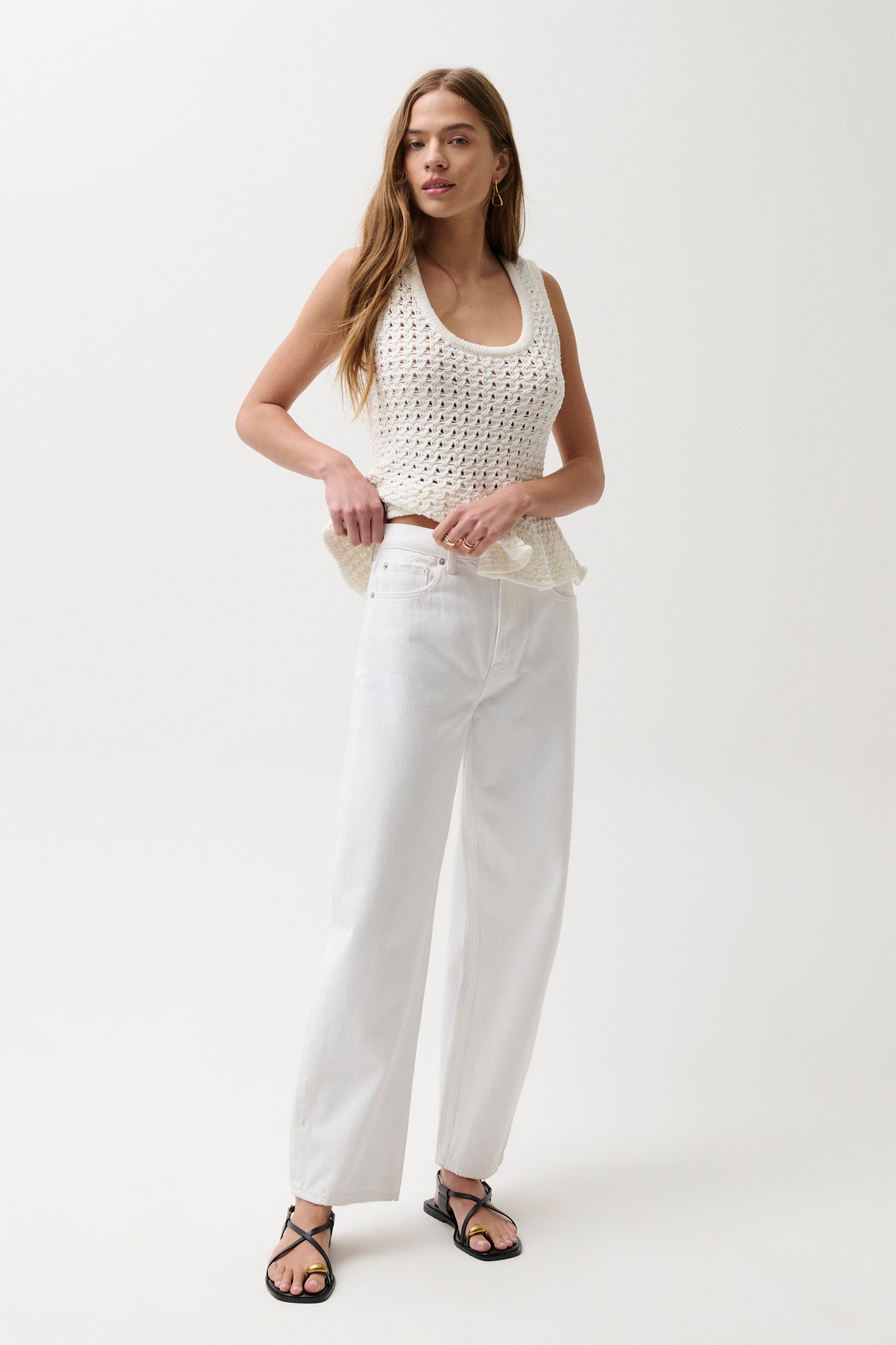 Wes High Rise Barrel Jean - Vivid White