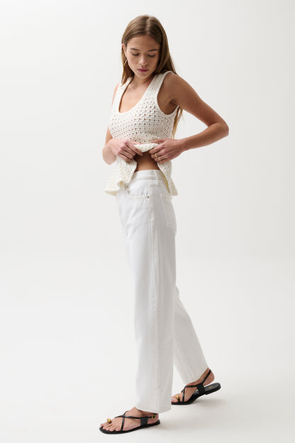 Wes High Rise Barrel Jean - Vivid White