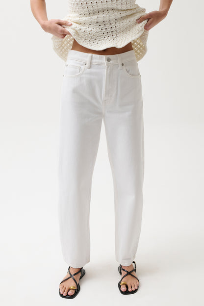Wes High Rise Barrel Jean - Vivid White