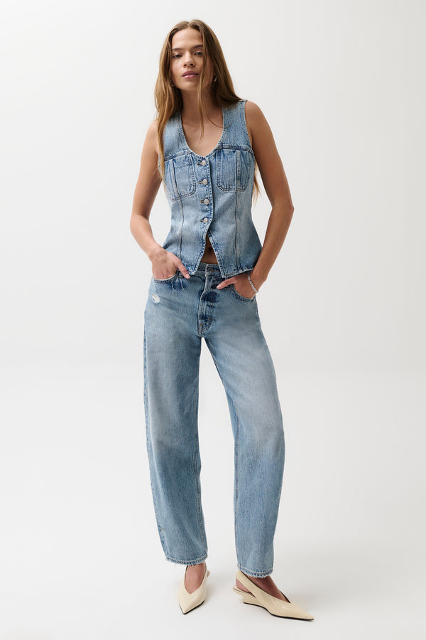 Wes High Rise Barrel Jean - Blue Cloud