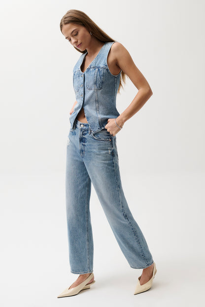 Wes High Rise Barrel Jean - Blue Cloud