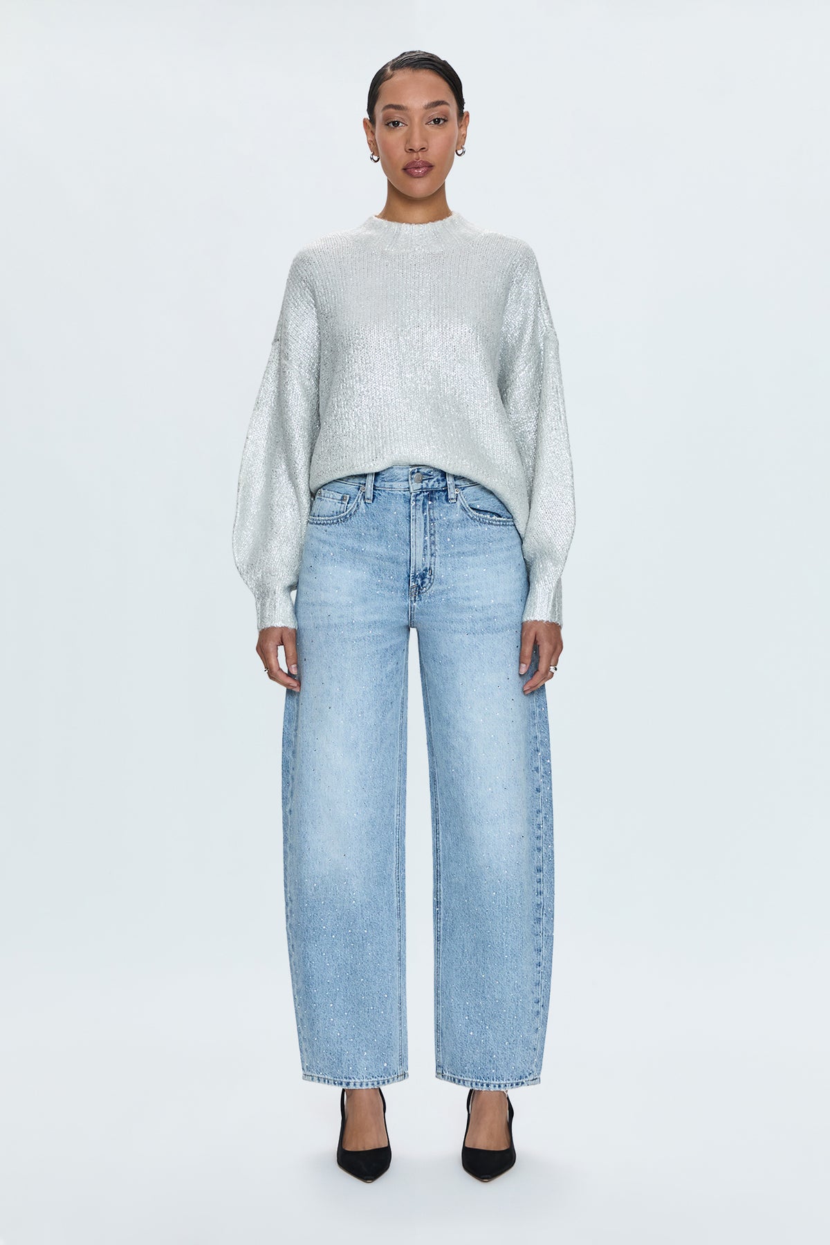 Wes High Rise Barrel Jean - Glitz