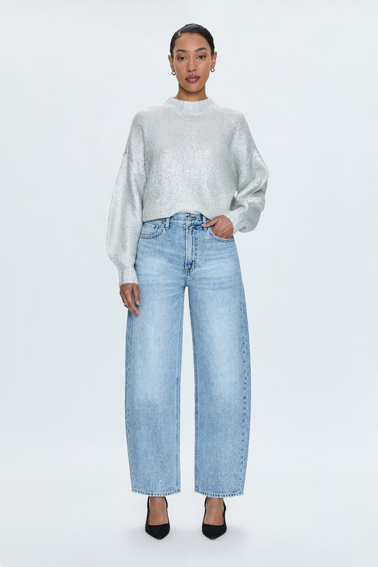 Wes High Rise Barrel Jean - Glitz