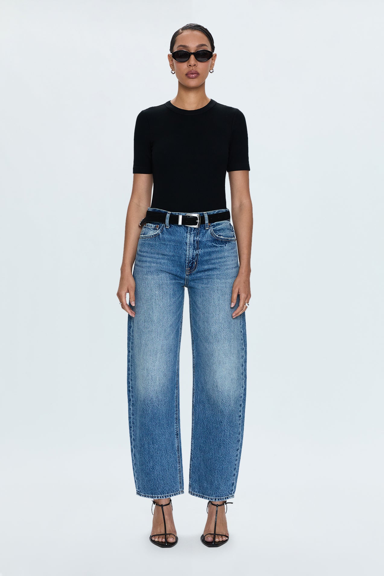 High Rise Slim Barrel Jeans