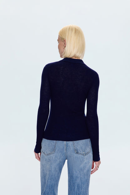 Korey Fitted Rib Cardigan - Navy