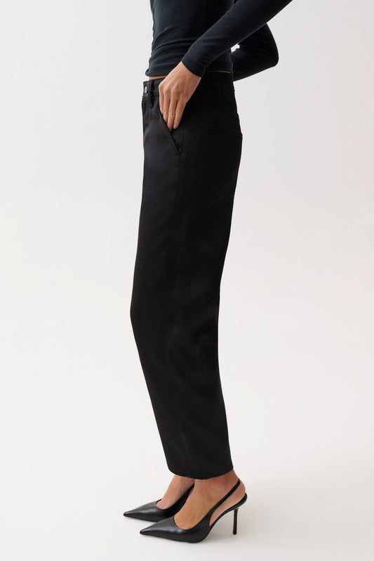Beau Seamed Crescent Leg - Black Satin