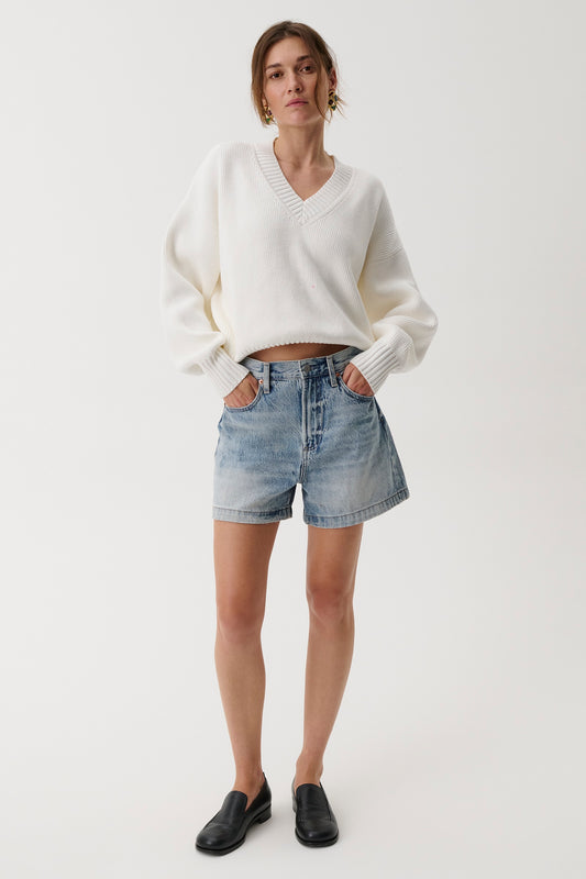 Saige High Rise A-Line Short - French Riviera
