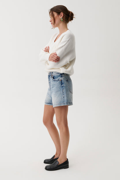 Saige High Rise A-Line Short - French Riviera