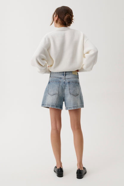 Saige High Rise A-Line Short - French Riviera