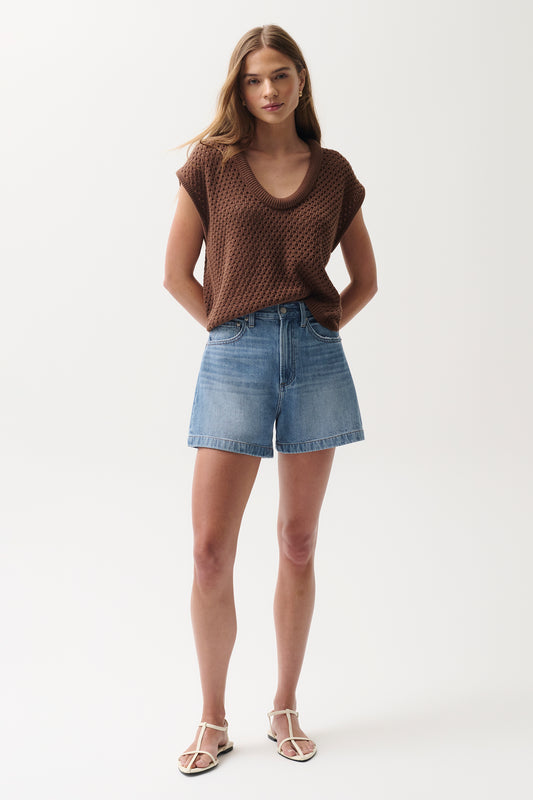 Pistola Saige High Rise A-Line Short - Sail Away high rise faded wash shorts