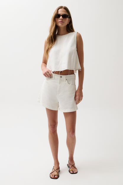 Kimora High Rise Linen Short - Egret