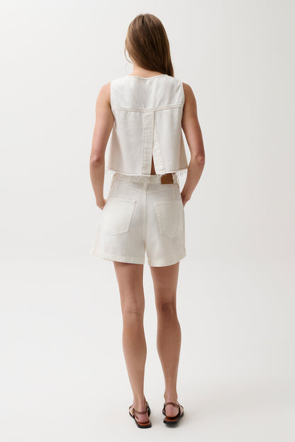 Kimora High Rise Linen Short - Egret