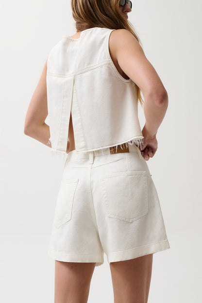 Kimora High Rise Linen Short - Egret