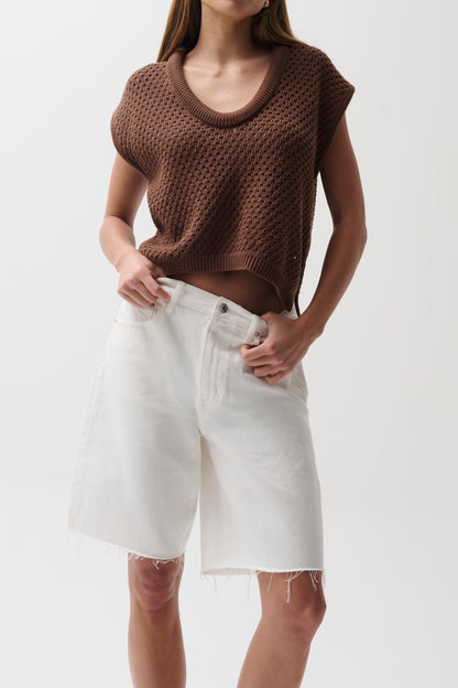 Pistola Nolan Relaxed Straight Cut Off - Paper White straight relaxed jeans
