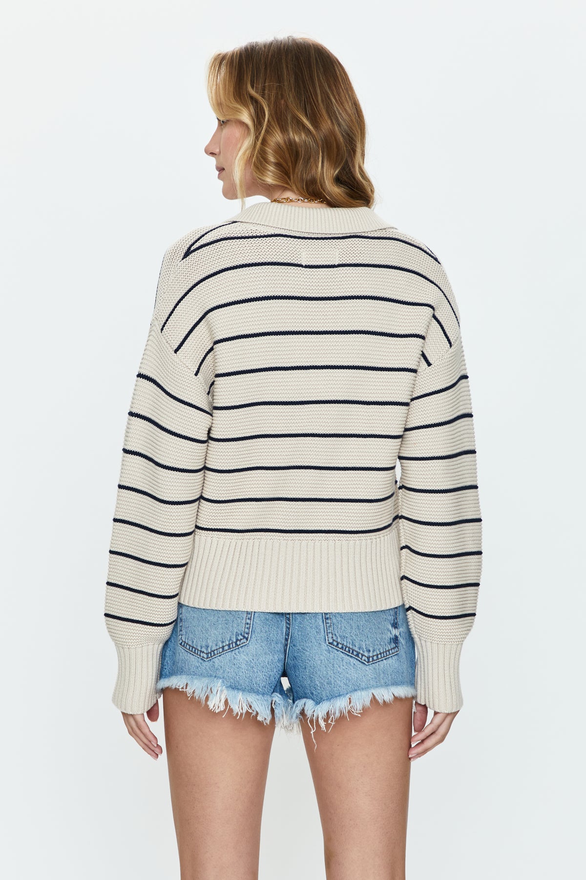 Arlo Polo Sweater - Dove Navy Stripe