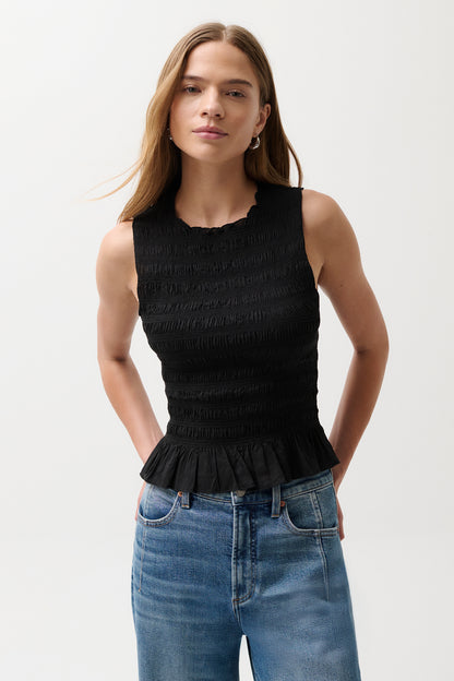 Phoebe Smocked Tank - Black