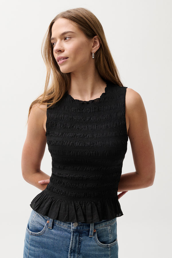 Phoebe Smocked Tank - Black