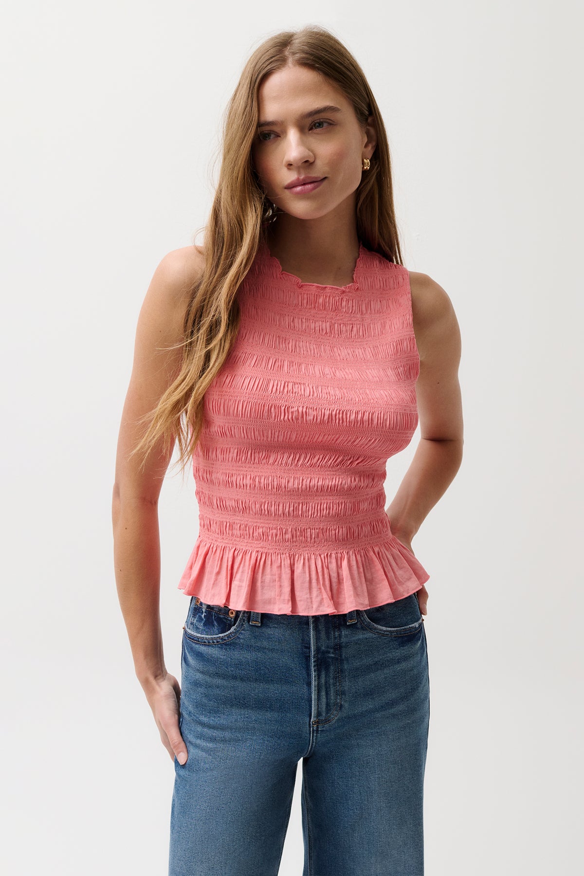 Phoebe Smocked Tank Rose