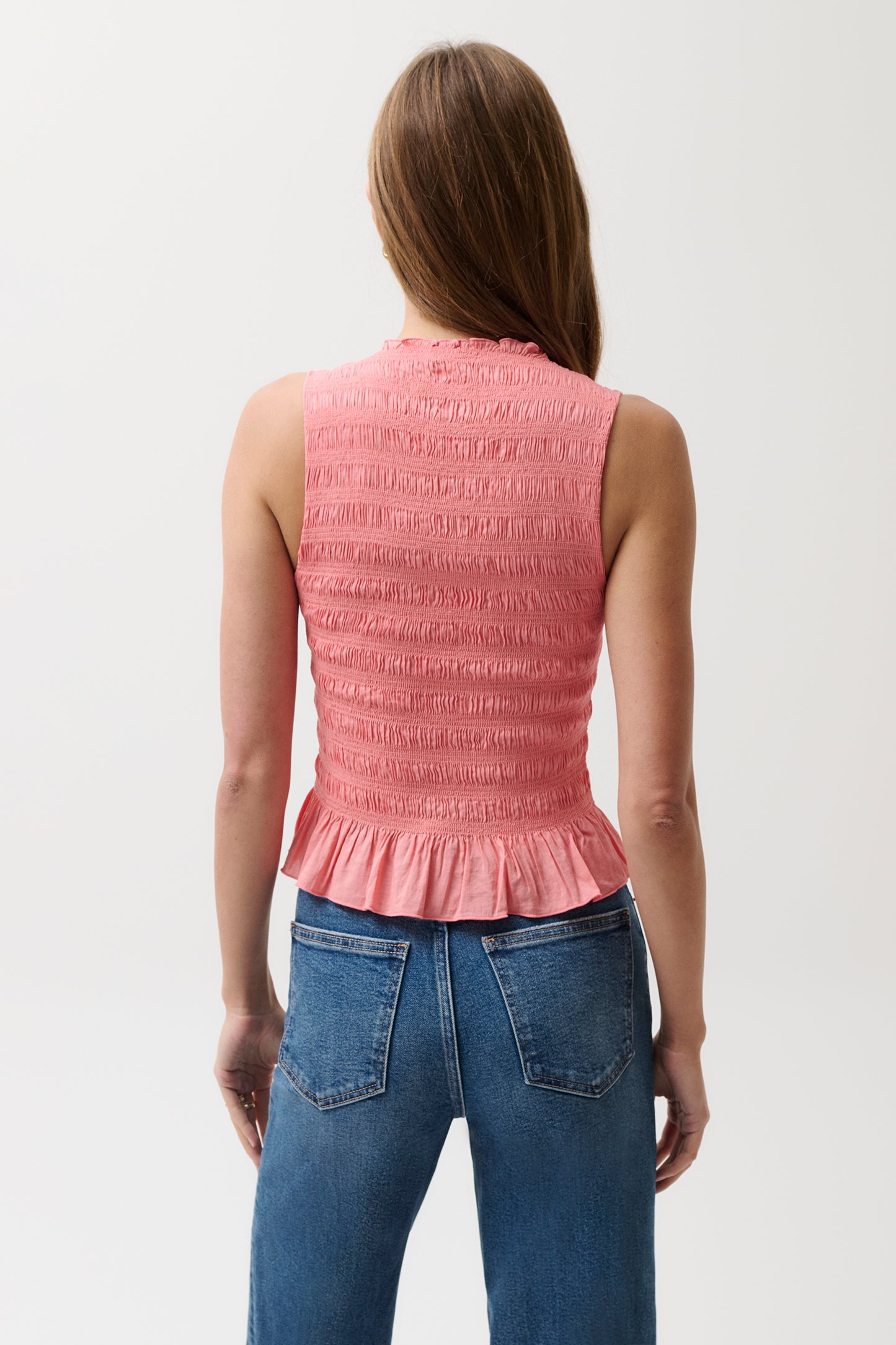Phoebe Smocked Tank - Coral Rose