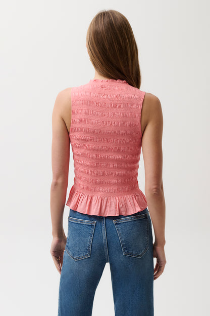 Phoebe Smocked Tank - Coral Rose