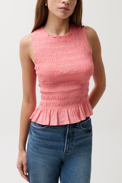 Phoebe Smocked Tank - Coral Rose