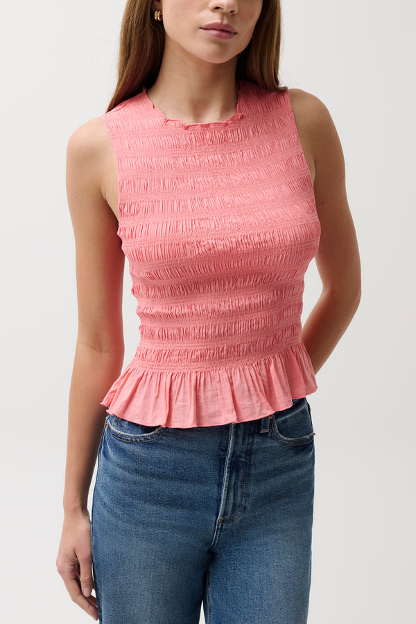 Phoebe Smocked Tank - Coral Rose