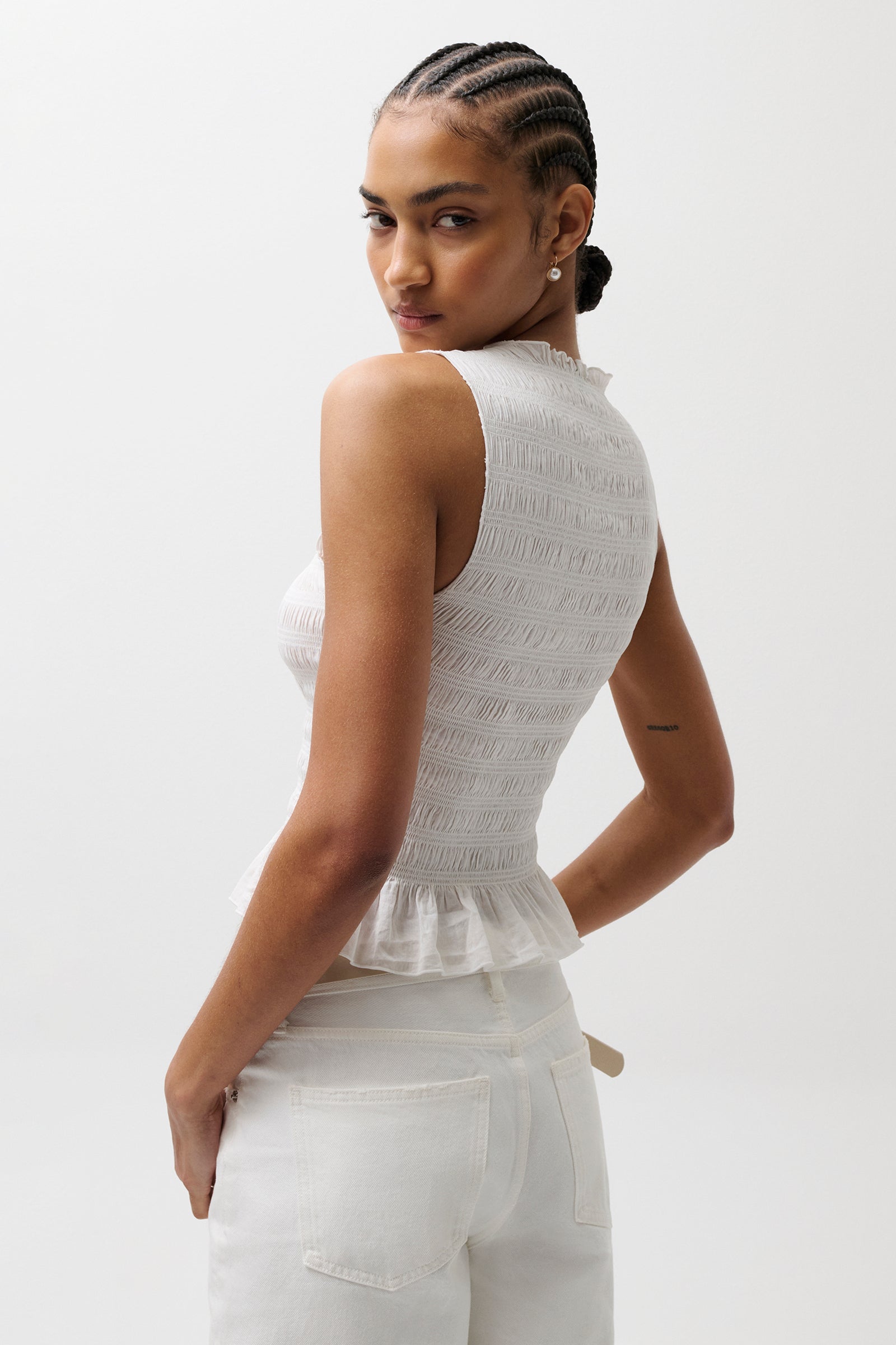 Phoebe Smocked Tank - Le Blanc – Pistola Denim