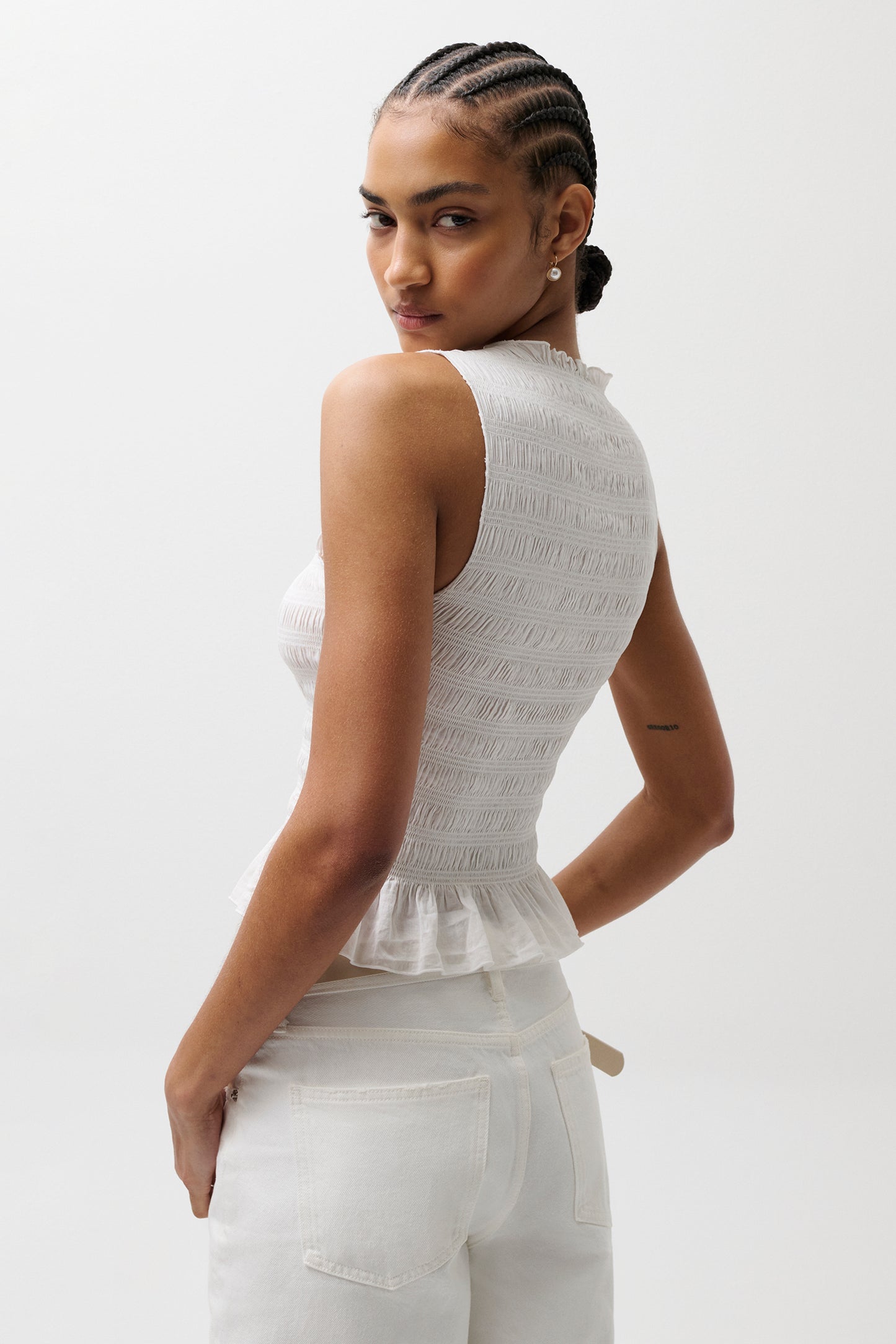 Phoebe Smocked Tank - Le Blanc